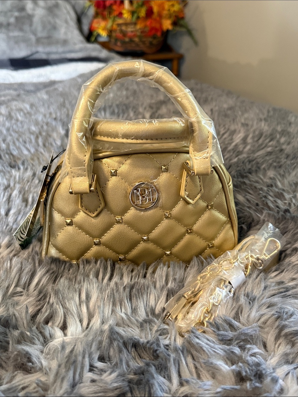 Badgley Mischka Metallic Gold Mini Satchel